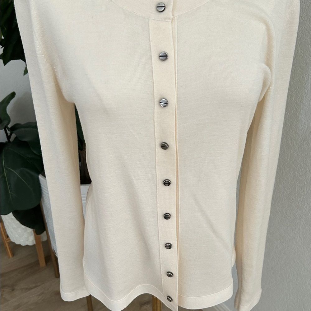 Balenciaga Cream Snap front Cardigan, Size XL, NWOT. - Picture 6 of 12